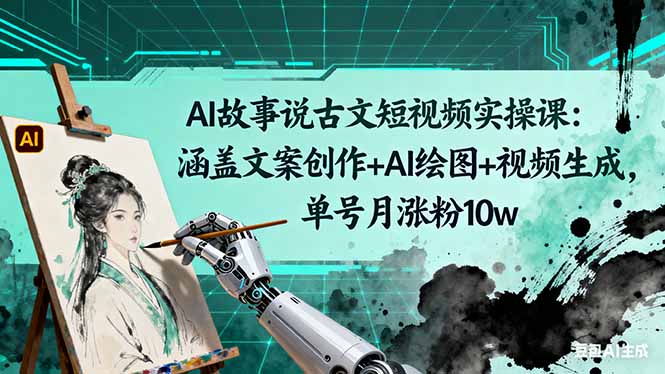 AI故事说古文短视频实操课：涵盖文案创作+AI绘图+视频生成，单号月涨粉10w-迦哆网创社