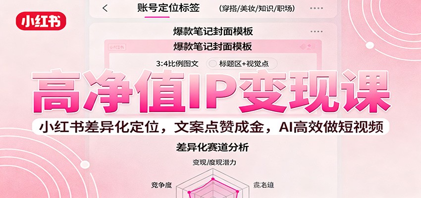 高净值IP变现课：小红书差异化定位，文案点赞成金， AI高效做短视频-迦哆网创社