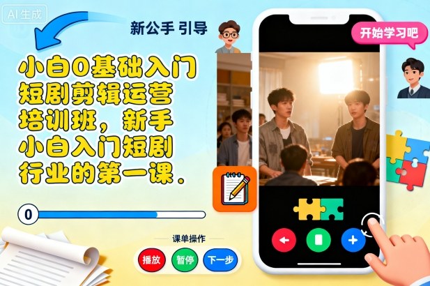 小白0基础入门短剧剪辑运营培训班，新手小白入门短剧行业的第一课-迦哆网创社