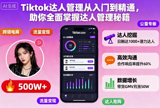 Tiktok达人管理从入门到精通，助你全面掌握达人管理秘籍-迦哆网创社