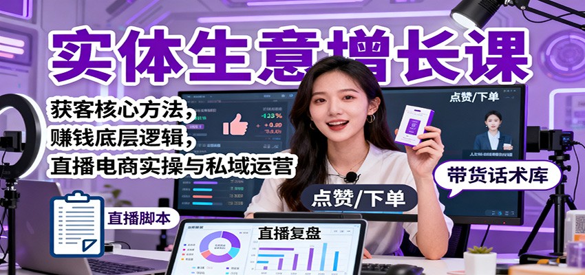 实体生意增长课：获客核心方法，赚钱底层逻辑，直播电商实操与私域运营-迦哆网创社