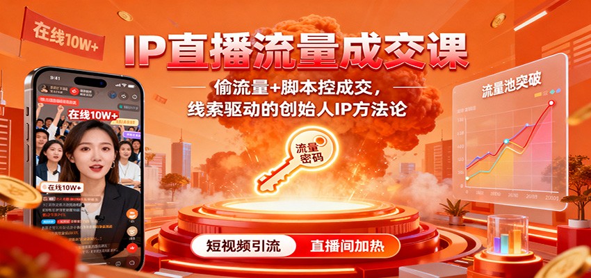 IP直播流量成交课：偷流量+脚本控成交，线索驱动的创始人IP方法论-迦哆网创社