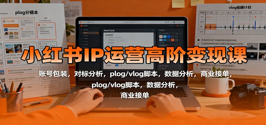 小红书IP运营高阶变现课：账号包装，对标分析，plog/vlog脚本，数据分析，商业接单-迦哆网创社