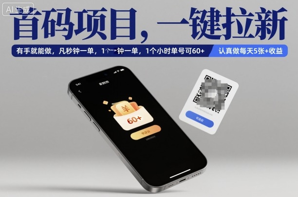 首码项目,一键拉新,有手就能做,几秒钟一单,1个小时单号可60+,认真做每天5张+收益【揭秘】-迦哆网创社