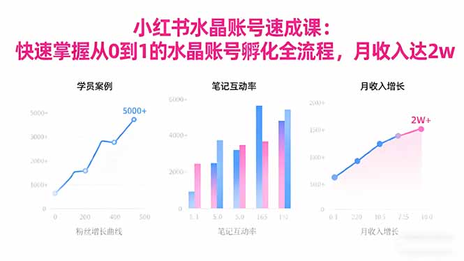 2025小红书水晶账号速成课：快速掌握从0-1水晶账号孵化全流程，月收入达2w-迦哆网创社