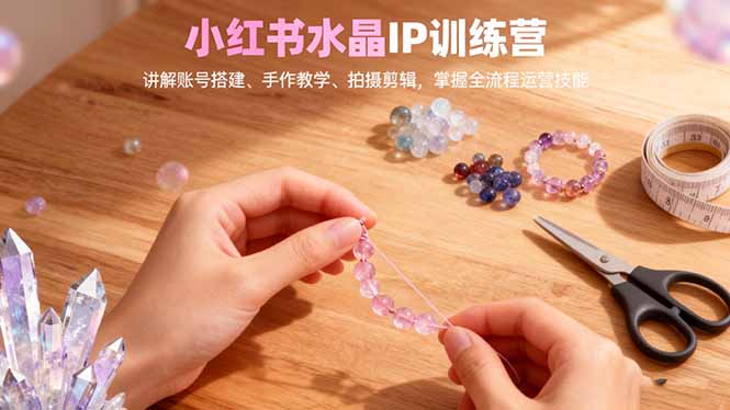 小红书水晶IP训练营，讲解账号搭建、手作教学、拍摄剪辑，全流程运营技能-迦哆网创社