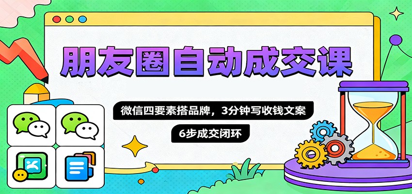 朋友圈自动成交课，微信四要素搭品牌，3分钟写收钱文案，6步成交闭环-迦哆网创社