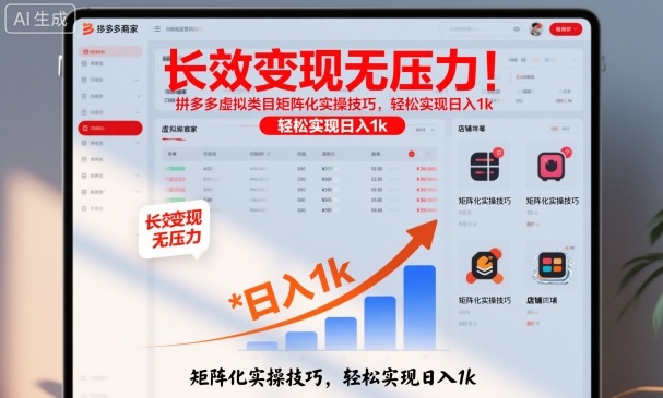 长效变现无压力！拼多多虚拟类目矩阵化实操技巧，轻松实现日入1k【揭秘】-迦哆网创社