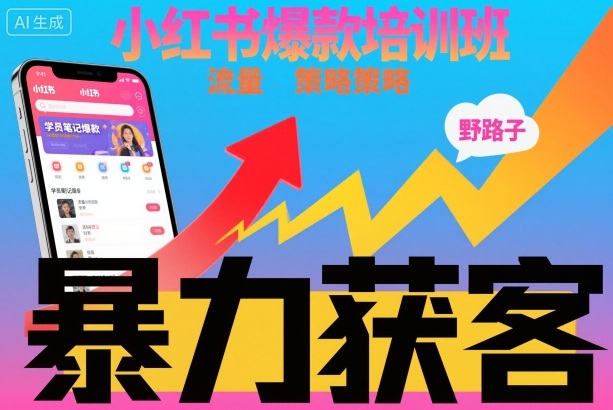 小红书爆款培训班，小红书获客野路子流量打法，暴力持续获客-迦哆网创社