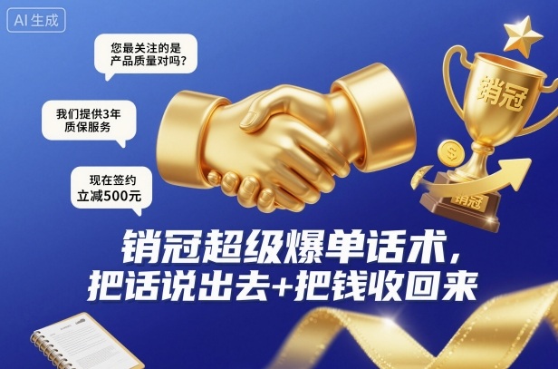 销冠超级爆单话术，把话说出去+把钱收回来-迦哆网创社