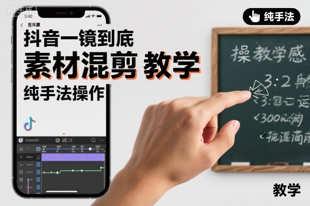抖音一镜到底素材混剪教学，纯手法操作-迦哆网创社