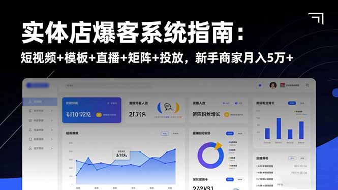 实体店爆客系统指南:短视频+模板+直播+矩阵+投放,新手商家月入5万+-迦哆网创社