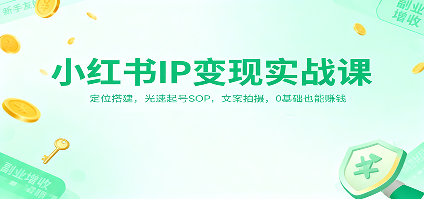 小红书IP变现实战课:定位搭建,光速起号SOP,文案拍摄,0基础也能赚钱-迦哆网创社