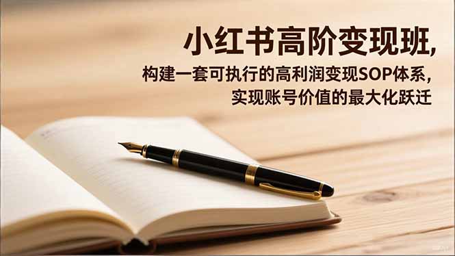 小红书高阶变现班,构建一套可执行的高利润变现SOP体系,实现账号价值的最大化跃迁-迦哆网创社