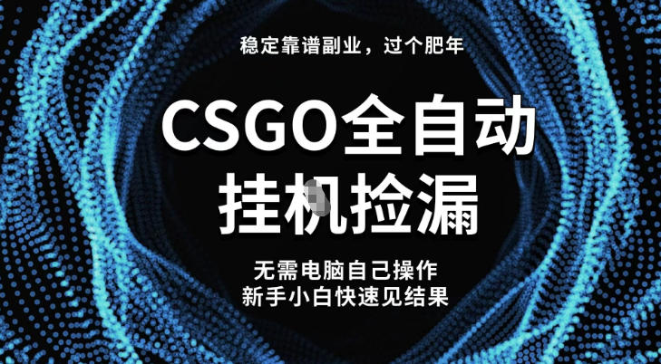 【稳定副业】全球最热门游戏CSGO全自动捡漏,最新玩法,新手小白日入5张+【揭秘】-迦哆网创社