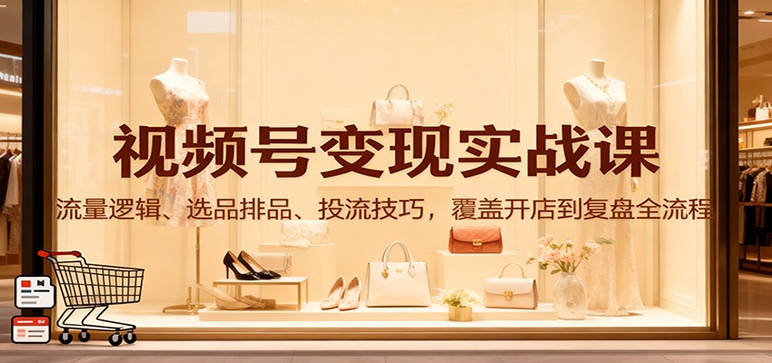 视频号变现实战课：流量逻辑、选品排品、投流技巧，覆盖开店到复盘全流程-迦哆网创社