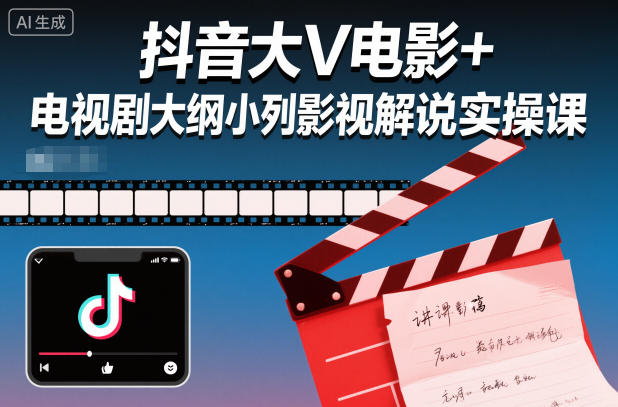 抖音大V电影+电视剧大纲小列影视剧解说实操课-迦哆网创社
