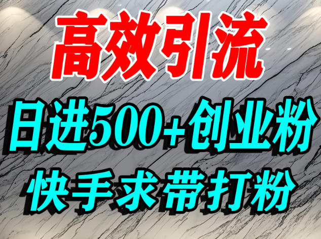 怎么打创业粉？快手求带视角精准引流创业粉，宝妈、学生群体日进500+精准流量-迦哆网创社