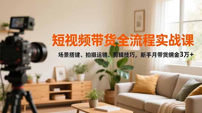 短视频带货全流程实战课,场景搭建、拍摄运镜、剪辑技巧,新手月带货佣金3万+-迦哆网创社