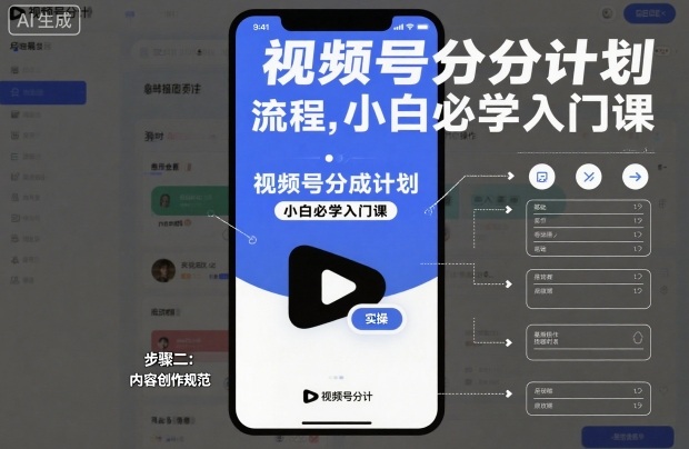 视频号分成计划实操流程，小白必学入门课-迦哆网创社