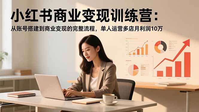 小红书商业变现训练营：从账号搭建到商业变现的完整流程，单人运营多店月利润10万-迦哆网创社