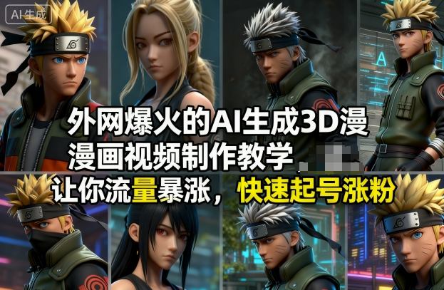 外网爆火的AI生成3D漫画视频制作教学，让你流量暴涨，快速起号涨粉！-迦哆网创社
