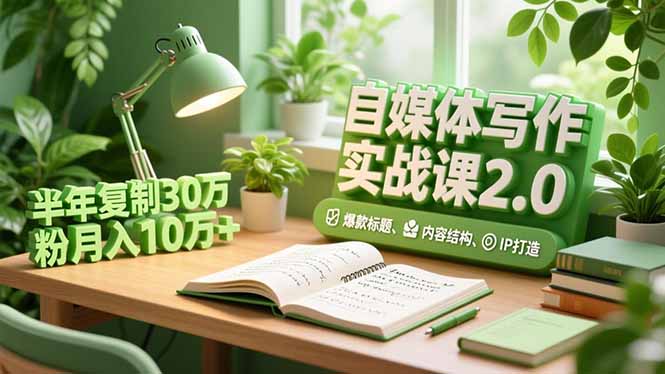 自媒体写作实战课2.0，爆款标题、内容结构、IP打造，半年复制30万粉月入10万+-迦哆网创社