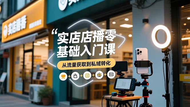 实体店播零基础入门课,实体店+短视频+直播+微信生态+私域社群,从流量获取到私域转化-迦哆网创社