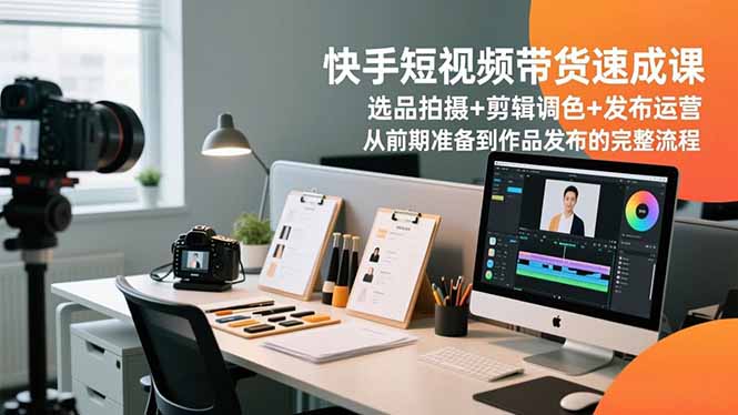 快手短视频带货速成课,选品拍摄+剪辑调色+发布运营,从前期准备到作品发布的完整流程-迦哆网创社