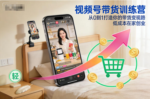 视频号带货训练营,从0到1打造你的带货变现路,低成本在家创业-迦哆网创社
