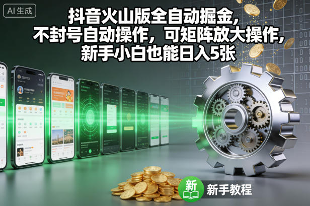 抖音火山版全自动掘金,不封号自动操作,可矩阵放大操作,新手小白也能日入5张【揭秘】-迦哆网创社