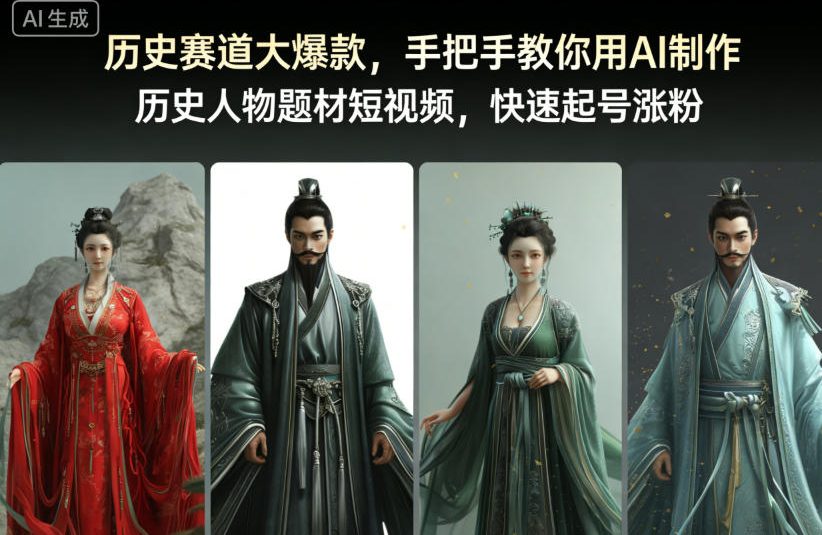 历史赛道大爆款，手把手教你用AI制作历史人物题材短视频，快速起号涨粉-迦哆网创社
