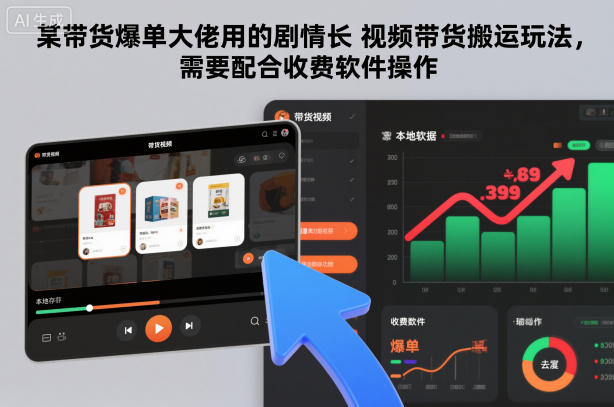 某带货爆单大佬用的剧情长视频带货搬运玩法,需要配合收费软件操作-迦哆网创社