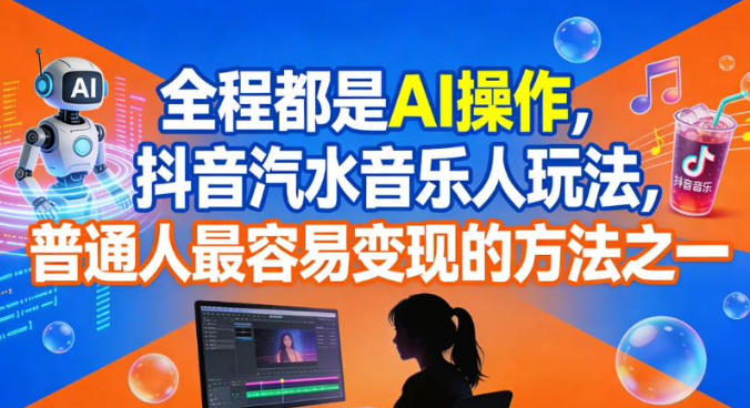全程都是AI操作，抖音汽水音乐人玩法，普通人最容易变现的方法之一-迦哆网创社