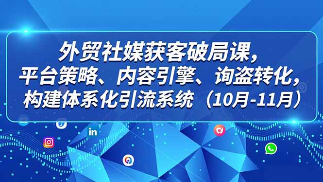 外贸 社媒获客破局课，平台策略、内容引擎、询盘转化，构建体系化引流系统(10月-11月-迦哆网创社