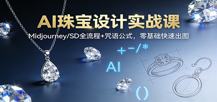 AI珠宝设计实战课:Midjourney/SD全流程+咒语公式,零基础快速出图-迦哆网创社