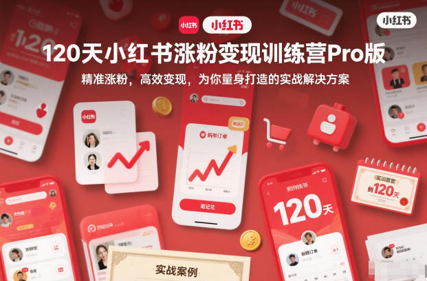 120天小红书涨粉变现训练营Pro版,精准涨粉,高效变现,为你量身打造的实战解决方案-迦哆网创社