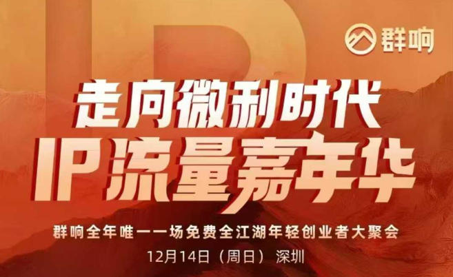 2025ip嘉年华万人12月14深圳线下课，走向微利时代，IP流量嘉年华，实操性极强的商业干货课-迦哆网创社