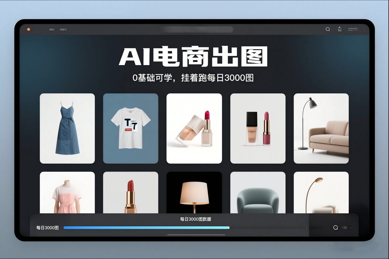 AI电商出图，0基础可学，挂着跑每日3000图-迦哆网创社