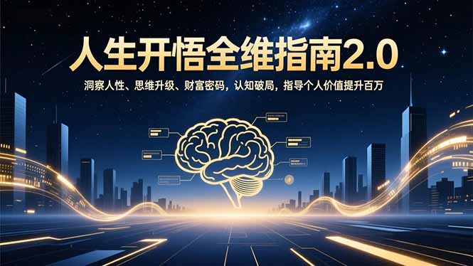 人生开悟全维指南2.0：洞察人性、思维升级、财富密码，认知破局，指导个人价值提升百万-迦哆网创社