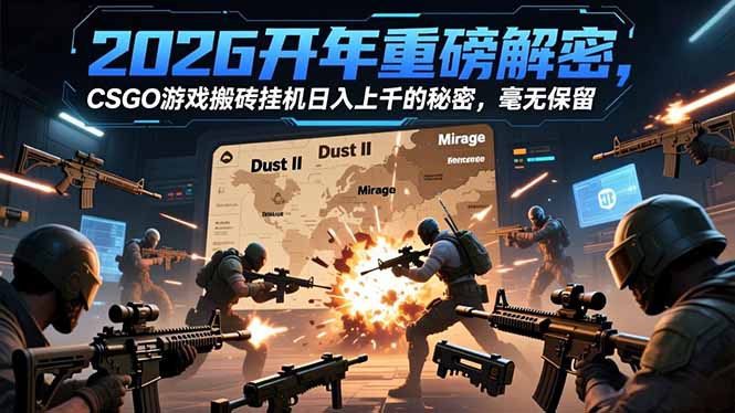 2026开年重磅解密，CSGO游戏搬砖挂机日入上千的秘密，毫无保留-迦哆网创社