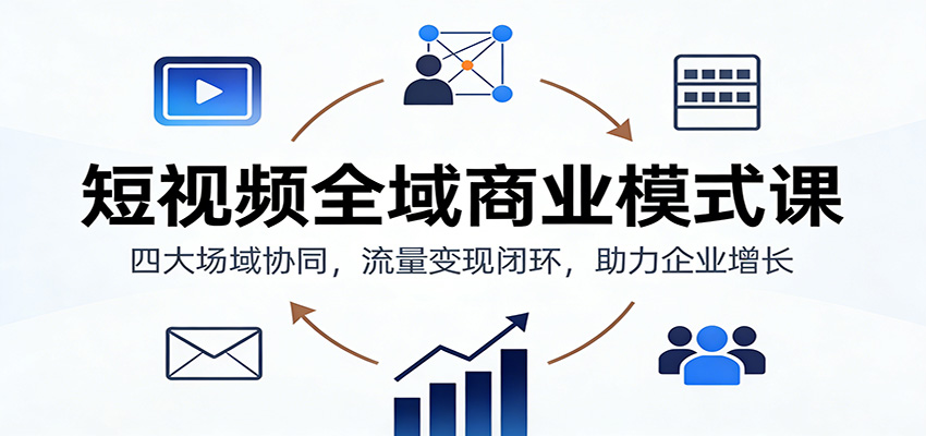 短视频全域商业模式课：四大场域协同，流量变现闭环，助力企业增长-迦哆网创社
