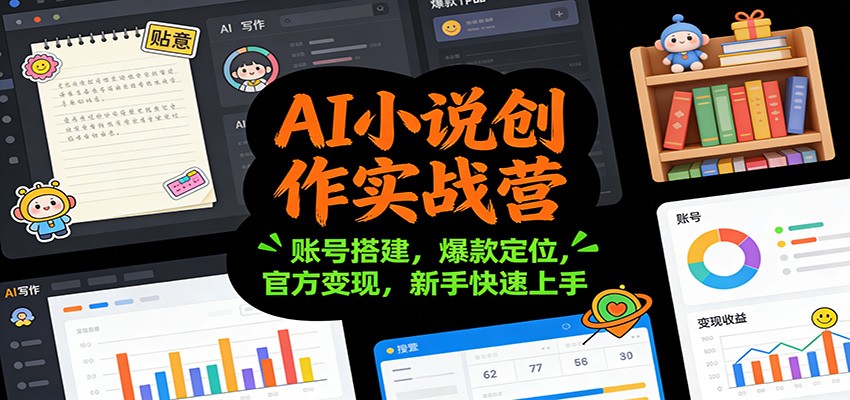 AI小说创作实战营：账号搭建，爆款定位，官方变现，新手快速上手-迦哆网创社