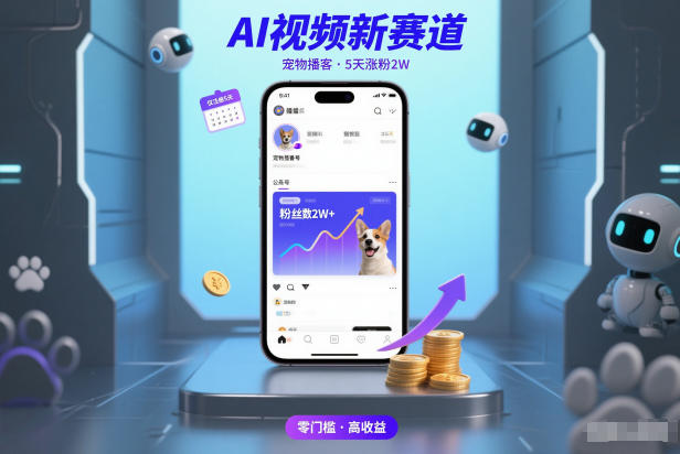 AI视频新赛道，宠物播客仅注册5天涨粉2W，收益非常可观-迦哆网创社