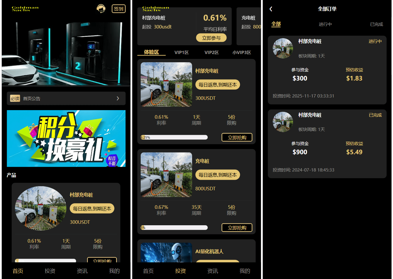 Fidelity充电桩投资理财系统源码-前端uniapp纯源码+后端PHP-迦哆网创社