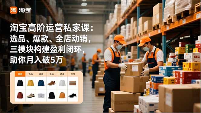 淘宝高阶运营私家课：选品、爆款、全店动销，三模块构建盈利闭环，助你月入破5万(更新12月-迦哆网创社