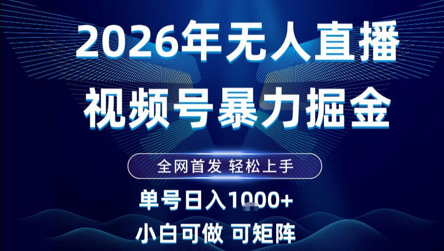 2026最新视频号无人直播掘金，全网首发，小白可以玩，长期稳定日入1k+【揭秘】-迦哆网创社