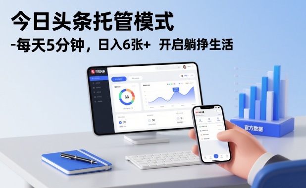 今日头条托管模式，每天5分钟，日入6张+，开启躺挣生活【揭秘】-迦哆网创社