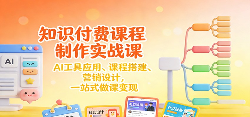 知识付费课程制作实战课：AI工具应用 、课程搭建、营销设计，一站式做课变现-迦哆网创社