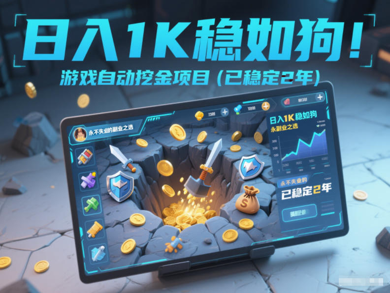 日入1K稳如狗！游戏自动挖金项目(已稳定2年)，永不失业的副业之选【揭秘】-迦哆网创社
